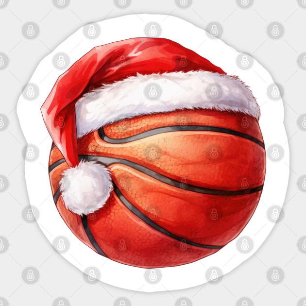 Christmas Basketball Ball in Santa Hat Sticker by Chromatic Fusion Studio